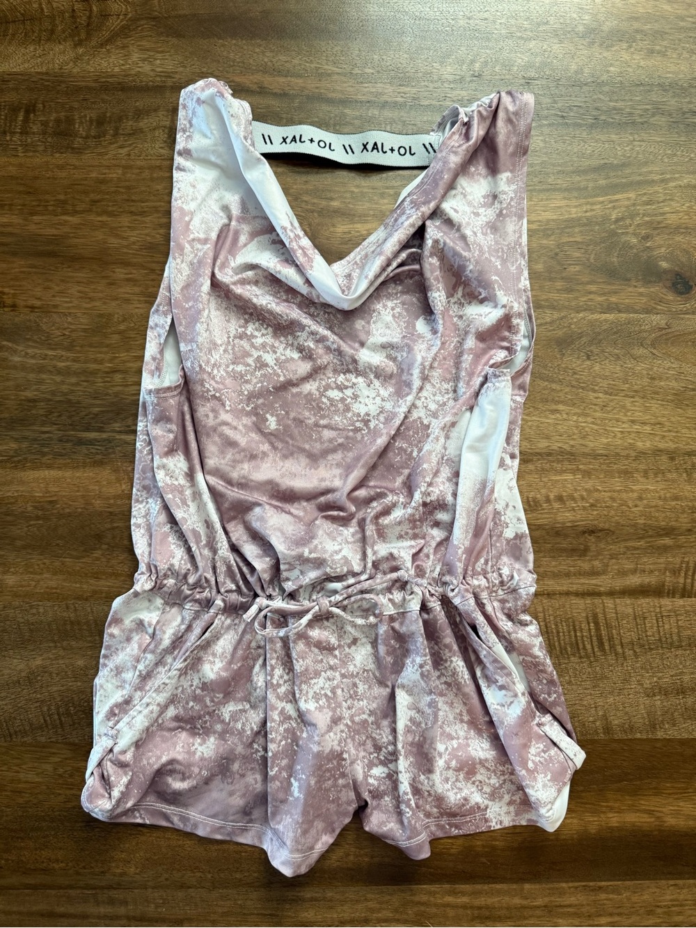Jo+Jax Marble Print Romper Cover-Up Small Adult Pink White Cinch Waist Pockets